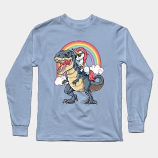 Unicorn Riding Dinosaur Long Sleeve T-Shirt